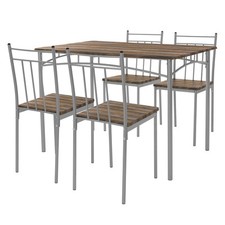 Set tavolo da pranzo con 4 sedie in acciaio per la cucina marrone legno naturale