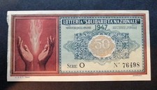 Biglietto Lotteria SOLIDARIETA' NAZIONALE 1947