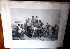 ACQUAFORTE ORIGINALE 1830 I MIETITORI DELLE PALUDI PONTINE L. ROBERT LATINA