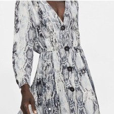 Zara Vestito Pitonato Grigio Taglia XS