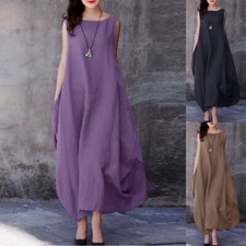 Abito Maxi Girocollo Lungo Senza Maniche Ampio Casual Estivo Da Donna ❃ ☆