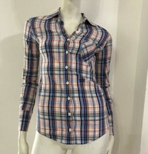 DENNY ROSE Camicia bianca quadri blu arancioni - Varie Taglie