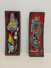 Coppia placche in ceramica da parete Italia anni '50 Firma Tarcisio Giovanardi