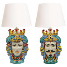 LAMPADE TESTE DI MORO DECORATE H43  CERAMICA CALTAGIRONE