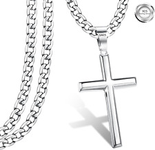 Collana Croce Uomo, Collana Con Pendente a Croce in Argento Sterling 925, Crocif