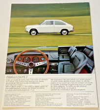 Feuillet de Vente  AUTOBIANCHI Primula Coupé S et 65 C - Non Daté - Bel Etat.