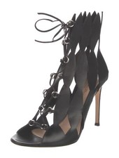 Sandali Gianvito Rossi neri in pelle con lacci e cinturino alla caviglia in gabbia misura 37,5