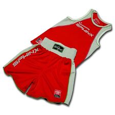 SPHINX SET PUGILATO: PANTALONCINO E CANOTTA rosso TRASPIRANTE PERSONALIZZABILE