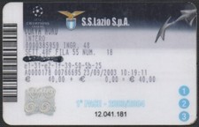 ABBONAMENTO LAZIO 1^ FASE CHAMPIONS LEAGUE 2003/2004 - CURVA NORD - INTERO