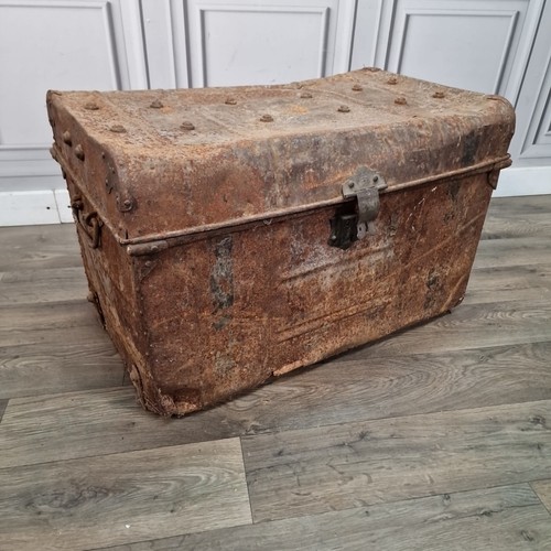 Antico baule metallo - baule, in