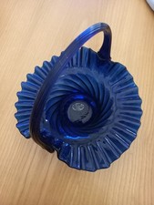 Centrotavola Vintage A Forma Di Cestino In Vetro Di Murano Blu