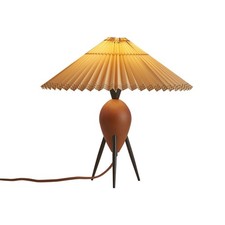 Lampada da Tavolo Vintage Orientale in Legno Rosso per Soggiorno, Decorativa Boho Farmhou...