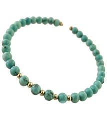 Bracciale Braccialetto Semirigido Donna Turchese Oro Giallo 18 Kt Carati Ct 750