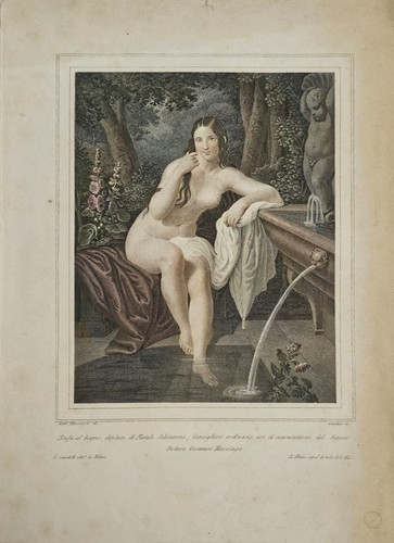 Antique stampa nymph bathing - antique,