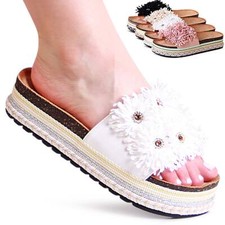 Sandali Mules Plateau Da Donna Con Fiore