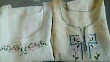 2 vestiti donna canapa lino pesante ricamo a mano corredo antico stock regalo 