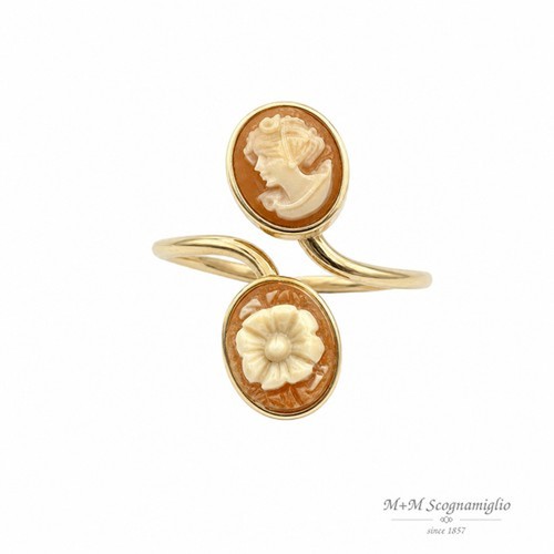 Anello oro 2 cammei - 14,