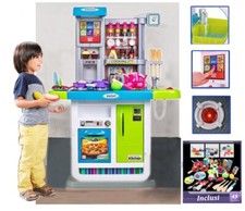 Cucina Giocattolo GRANDE per bambini Suoni Luci Acqua Accessori Inclusi h 98 cm
