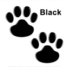 ADESIVO AUTO coppia ZAMPA 3D NERO PORTAFORTUNA CROMATO sticker ZAMPE Cane Gatto