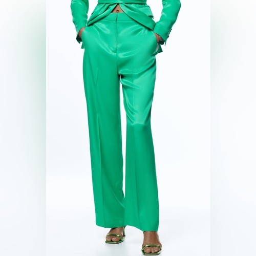 Pantalone zara verde effetto - pantalone,