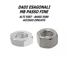 DADI PASSO FINE M22 M24 M27 M30 M33 M36 M39 MB ALTI E BASSI ACCIAIO ZINCATO