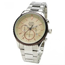 Orologio Uomo SEIKO ALBA AT3855X1 Cronografo Quarzo Quadrante Champagne Japan...