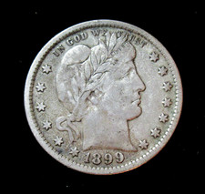 1899 Barber Quarto Dollaro Argento Moneta Vecchio Tonificante