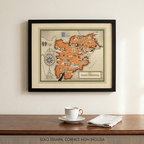 Mappa illustrata trentino - mappa, 1939