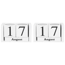 2X Calendario Perpetuo nel Legno Vintage Calendario da Tavolo con Blocchi S8898