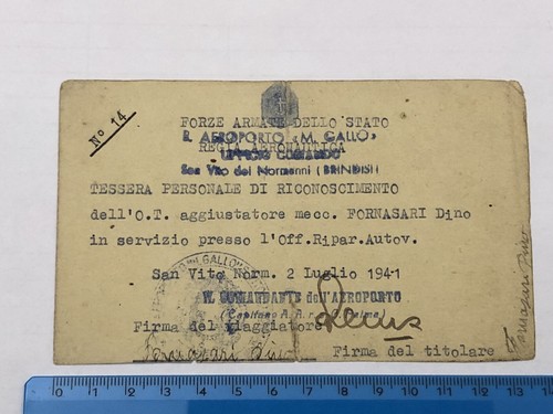 1941 tessera regia aeronautica - tessera,