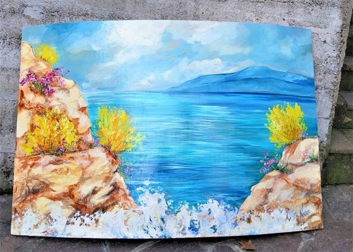 Quadro dipinto olio con stucco