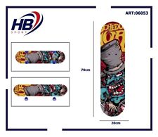 Skateboard Skate In Legno Fantasia Colorato Bambini Ragazzi 70cm 06053 dfh