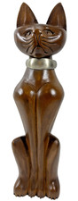 Vintage Wood Cat 12" Statue