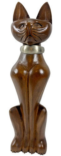 Vintage wood cat statue - vintage,