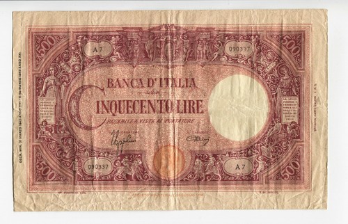 Banconota 500 lire - 500, barbetti