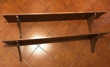 Coppia di mensole vintage in legno massello cm 170 x 30 staffe 33 cm