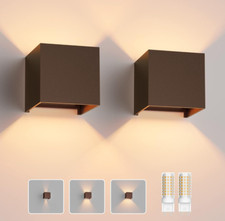 COPPIA APPLIQUE CUBO NERO CON LAMPADA LED G9 COMPRESA 3000K DA INTERNO/ESTERNO