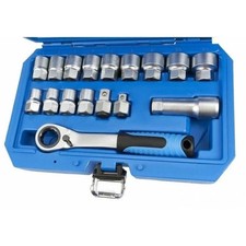 Set 17 Pezzi Di Chiavi a Bussola Passanti 10-24 MM Con Cricchetto Reversibile