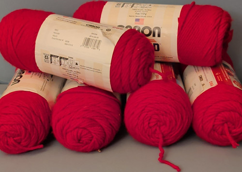 Caron united red worsted - red, yarn