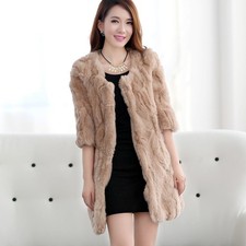 2025 Giacca Pelliccia di Coniglio Real Rex, Girocollo Donna Cappotto Vera Pelliccia 4 Colori Opzione