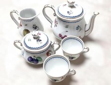 Richard Ginori Teiera Zuccheriera Creamer Tazza Set 5 Pezzi Frutta Italiana Ceramica