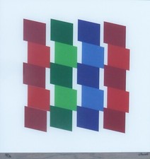 Genevieve Claisse Geometric modern art acrylic glass HAND SIGNED French Artist