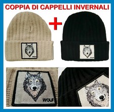 2 Cappello Berretto Toppa Lupo Uomo Donna Invernale Sci Snowboard Montagna Nero