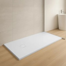 Piatto doccia 70x120 in marmoresina bianco con griglia in acciaio inox Harmony