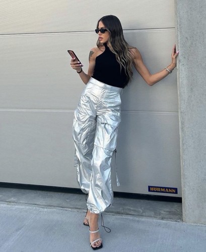 Pantaloni cargo zara argento - pantaloni,