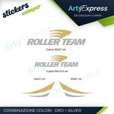 Kit completo 4 adesivi camper ROLLER TEAM, loghi stickers carvan
