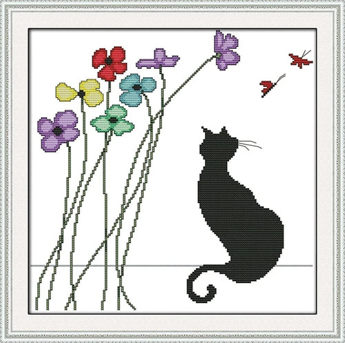 Kit punto croce gatto nero - punto, croce,