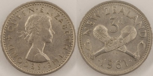Nuova zelanda 1961 pence - nuova, 3
