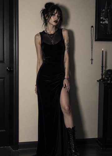 Maxi abito acacia - abito, velluto
