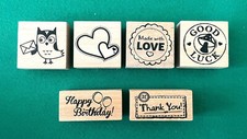 SET 6 TIMBRI GOMMA LEGNO per  Scrapbooking Fai Da Te Decorazione Artigianato